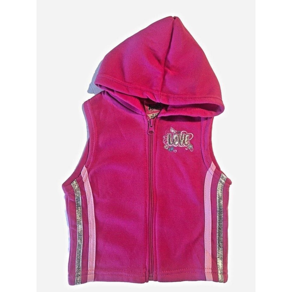 Hoodie Vest Jacket 24 Months Sleeveless Fleece Pink Love Baby Clothing‎